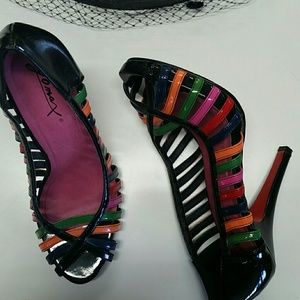 Jomax colorful peep toe heels size 9.